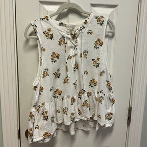 Lucky Brand XL Sleeveless Tie Front Floral Top Women’s Lightweight